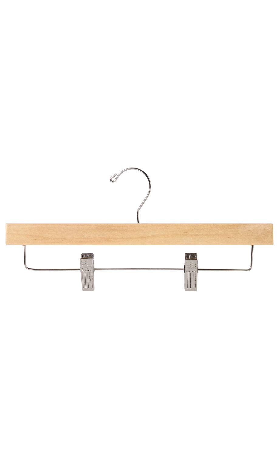 SSWBasics 14 Inch Natural Wood Skirt and Pants Hangers - Pack of 50 - Perfect for Closet Organization and Retail Display