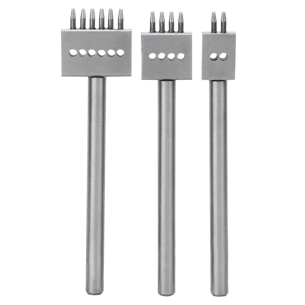 Professional 3-Piece DIY Leather Punch Tool Set with 4mm, 5mm, 6mm & 8mm Hole Punches - Perfect for Leather Crafting, Bag Making, Wallet Repair & DIY Leather Stitching Projects