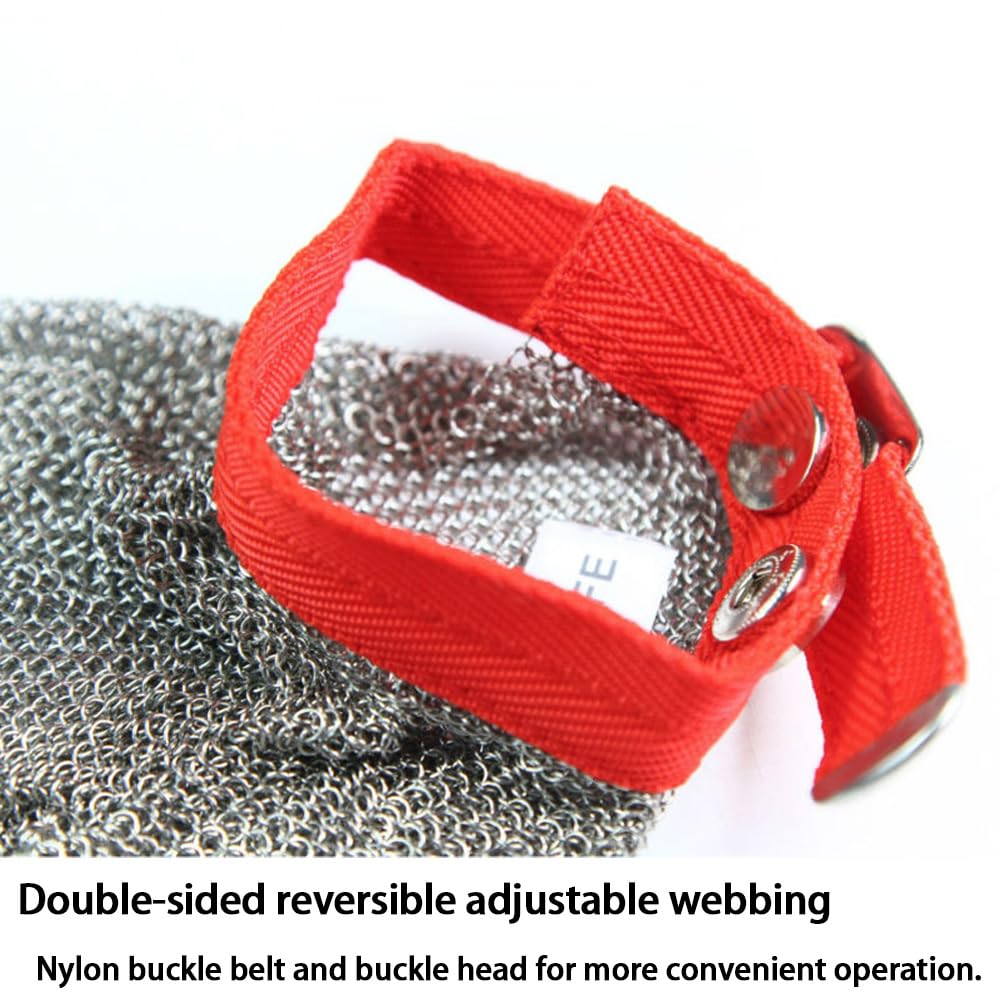 Stainless Steel Cut Resistant Gloves - 304 Stainless Steel Wire Work Gloves for Kitchen, Construction & Industrial Safety - Anti-Slash Protective Gloves for Butchers, Chefs & Handyman
