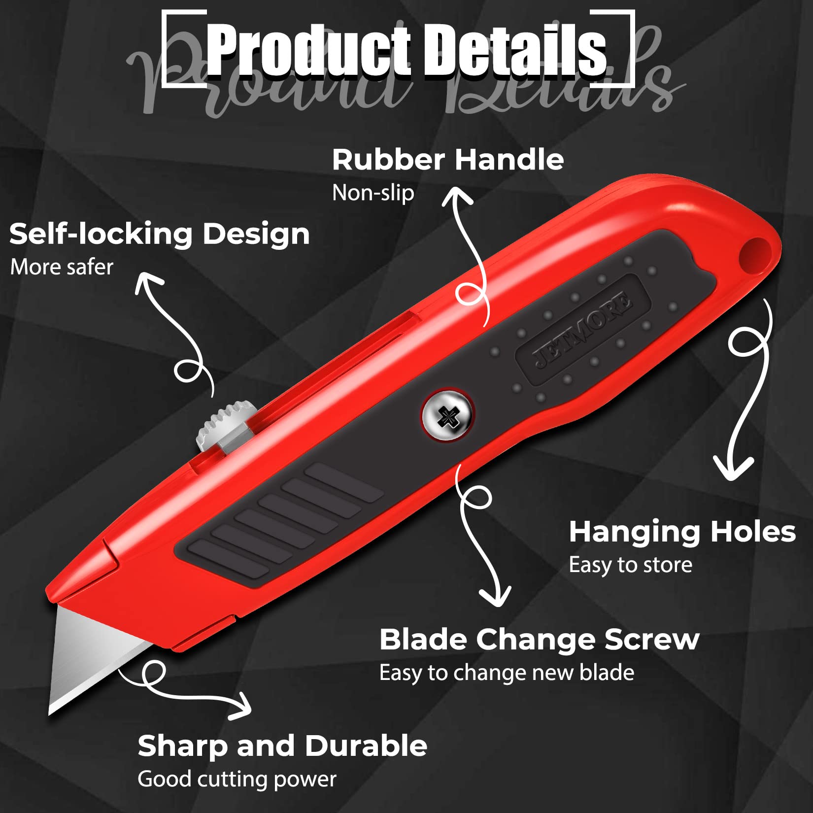 2 Pack Heavy Duty Retractable Utility Knife with 10 Extra SK5 Blades - Aluminum Alloy Box Cutter for Cardboard, Packaging, Carpet Cutting - Perfect for Warehouse, Moving, DIY & Craft Projects