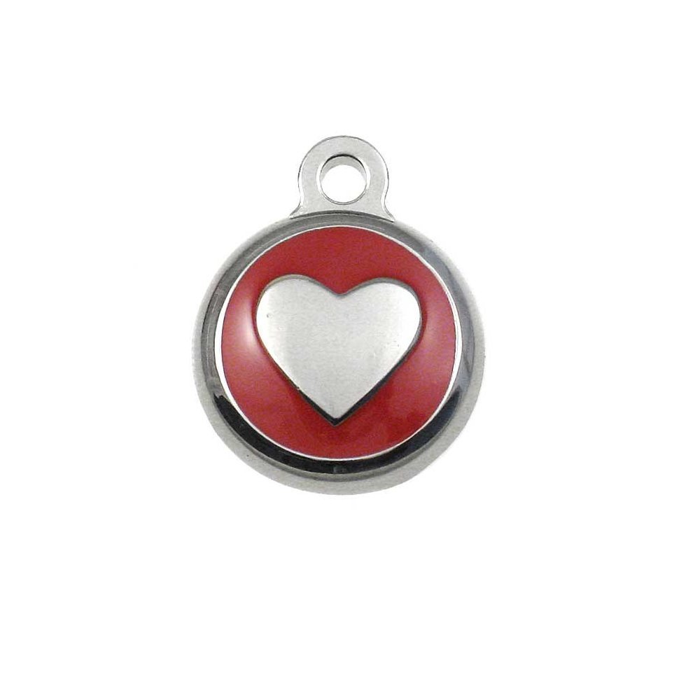 LuckyPet Pet ID Tag - Tiny Heart Jewelry Tag for Small Dogs & Cats - Custom Engraved Stainless Steel Pet ID Tag with Free Backside Engraving - Red Color - Perfect for Travel, Daily Walks & Pet Safety