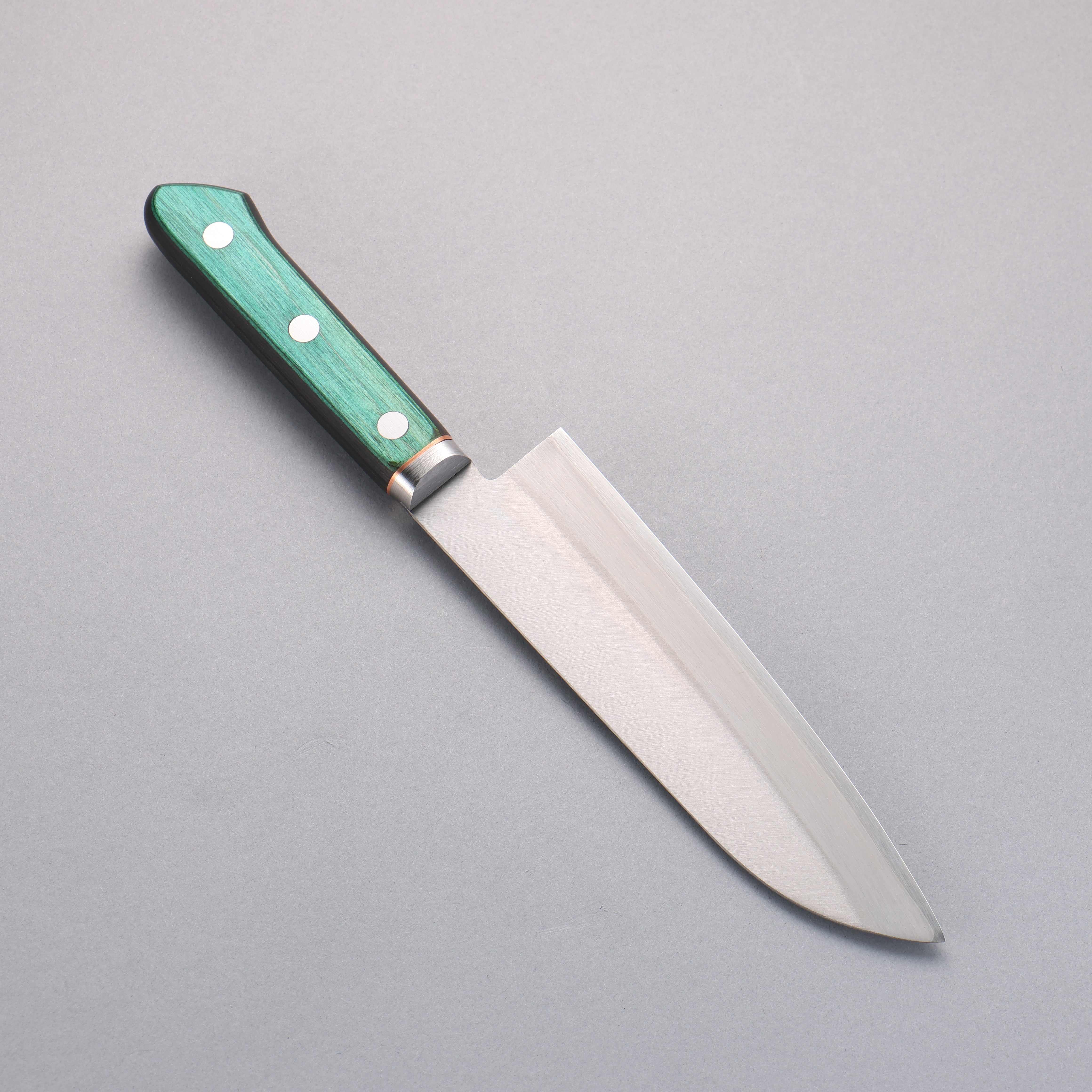 Premium Sakai Kikumori Blue Steel No.1 Santoku Knife 165mm - Japanese Chef Knife with Green Pakkawood Handle - Perfect for Slicing, Dicing & Mincing Vegetables, Meat & Fish