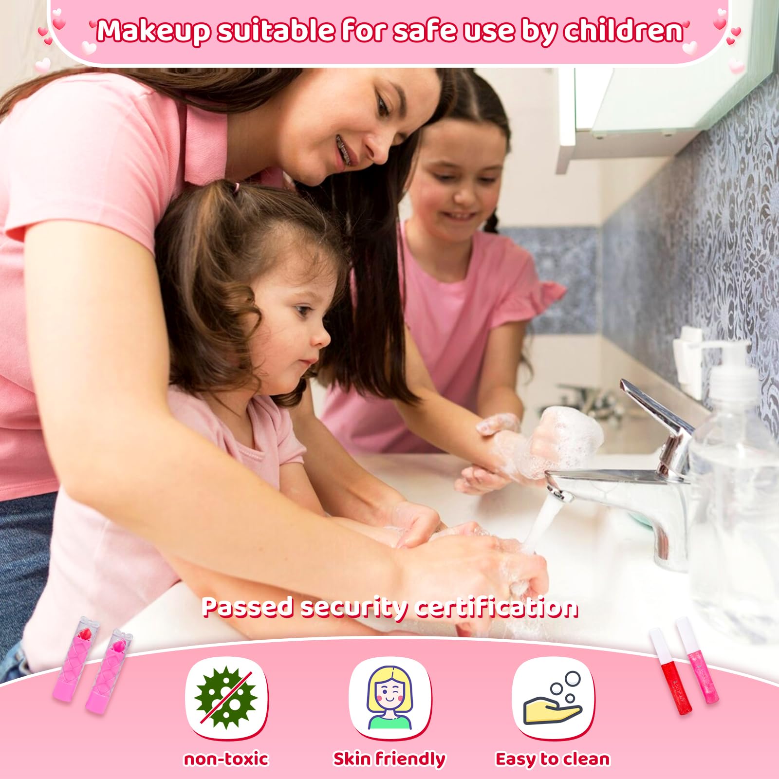 Beeyouk Kids Makeup Set - Princess Toy for Girls 3-9 Years - Washable & Safe for Playtime