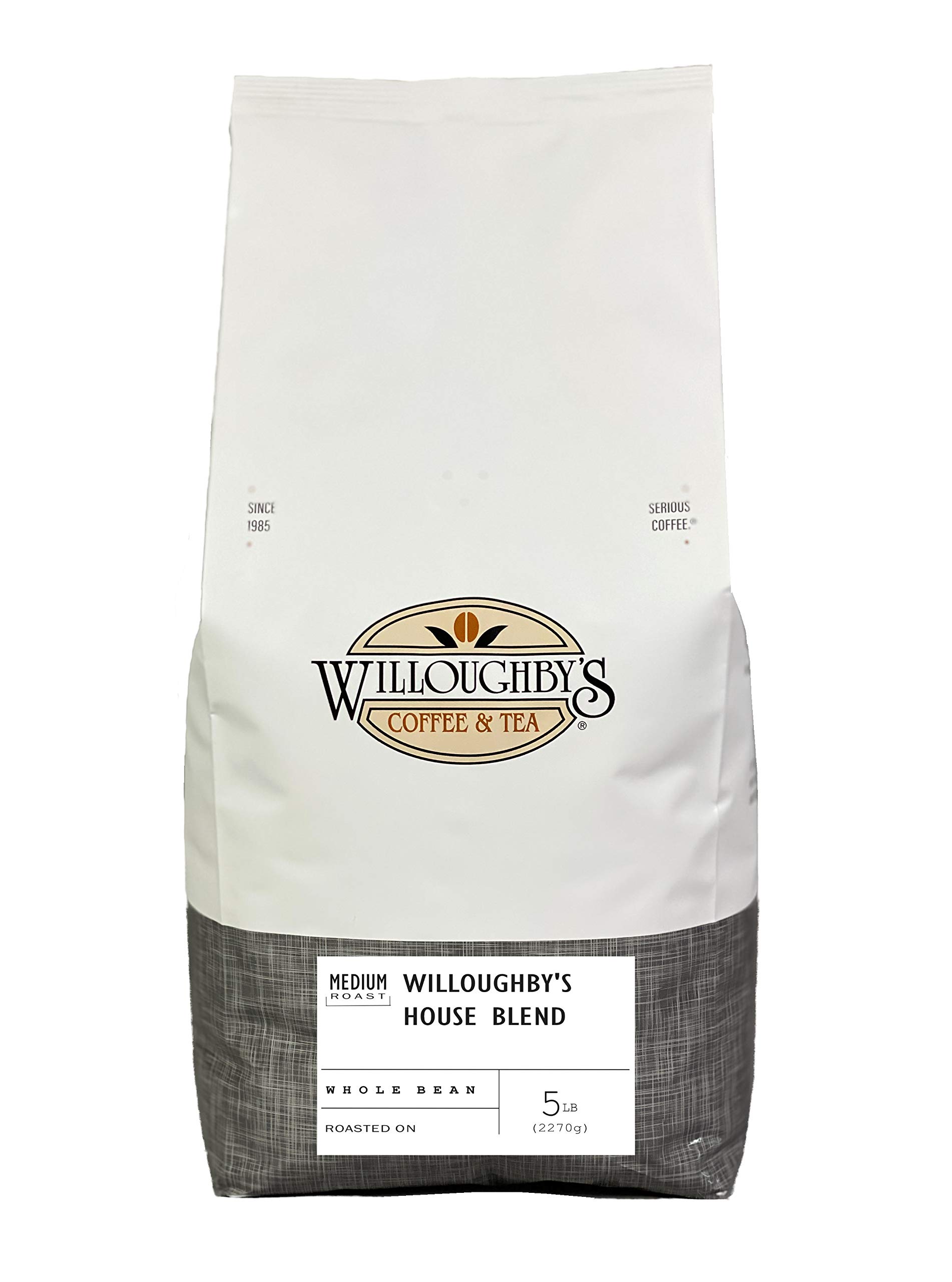 Willoughby's Premium House Blend Coffee - 5 lbs Whole Bean Coffee Beans, Fresh Roasted, Rich & Smooth Flavor - Perfect for Home Brewing, Office Use & Gifts