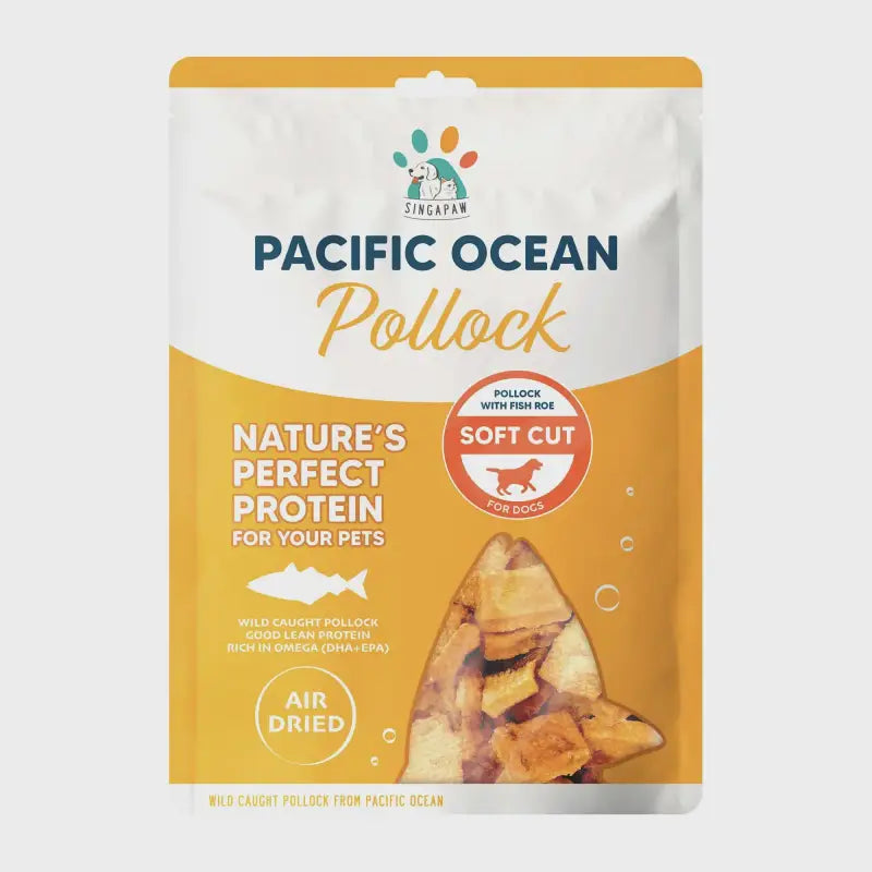 Premium Air-Dried Dog Treats - Singapaw Pacific Ocean Pollock with Fish Roe, 70g | Natural & Healthy Snacks for Training, Rewards & Dental Health