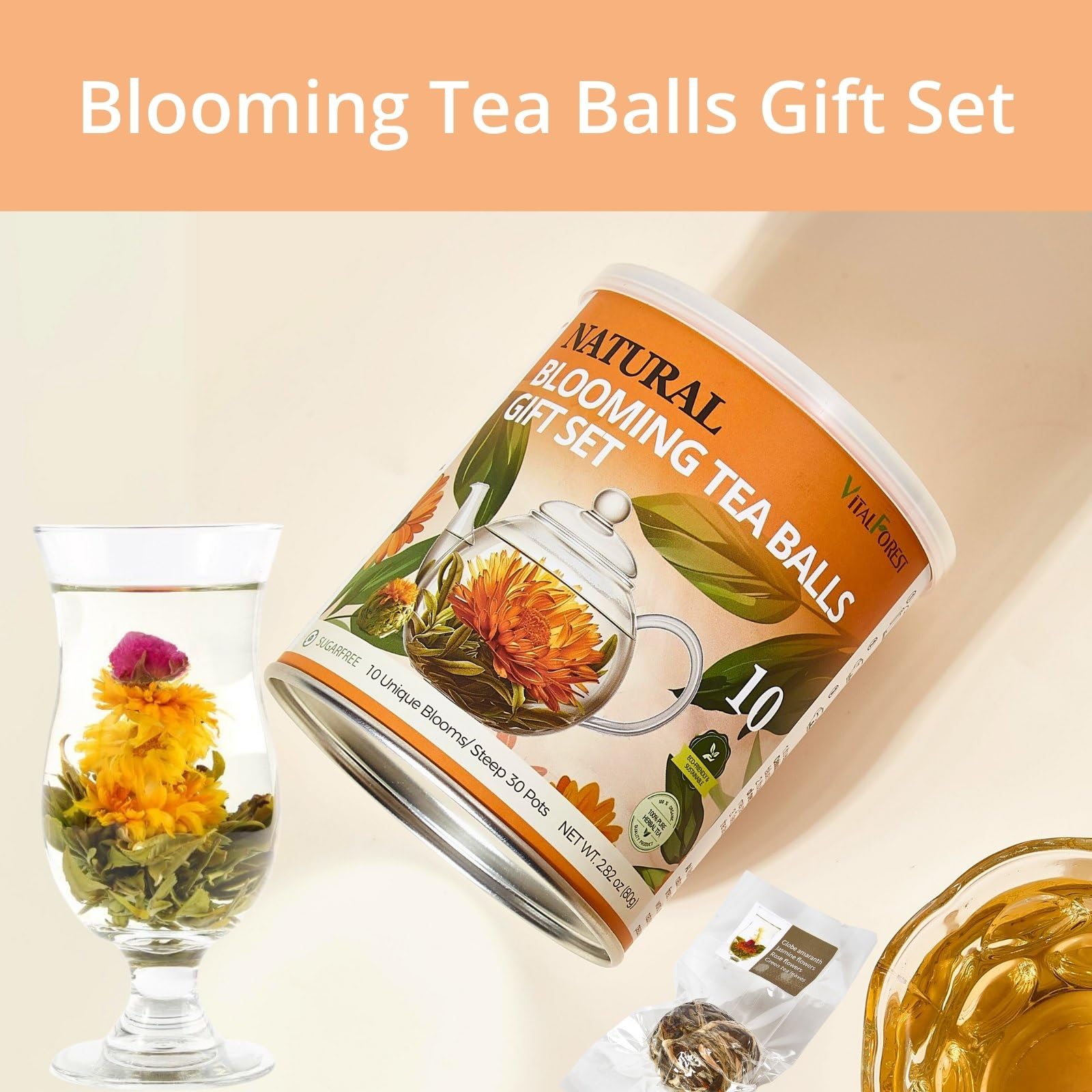 10 Unique Blooming Tea Gift Set - Handmade Flowering Tea Balls with Flowers | Organic Green Tea for Anniversary, Valentine's Day & Birthday Gifts | Perfect for Relaxation, Tea Parties & Special Occasions