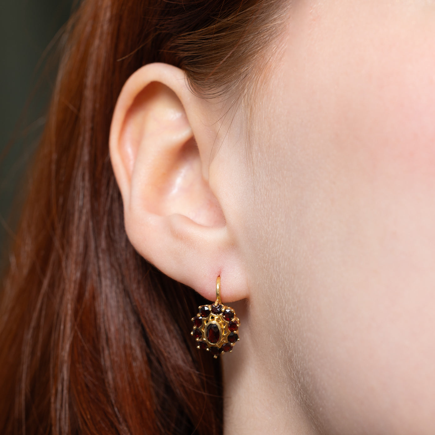 18K Gold Garnet Cluster Drop Earrings for Women | 2.00ctw Natural Gemstone Dangle Earrings | Perfect for Weddings, Parties & Evening Events