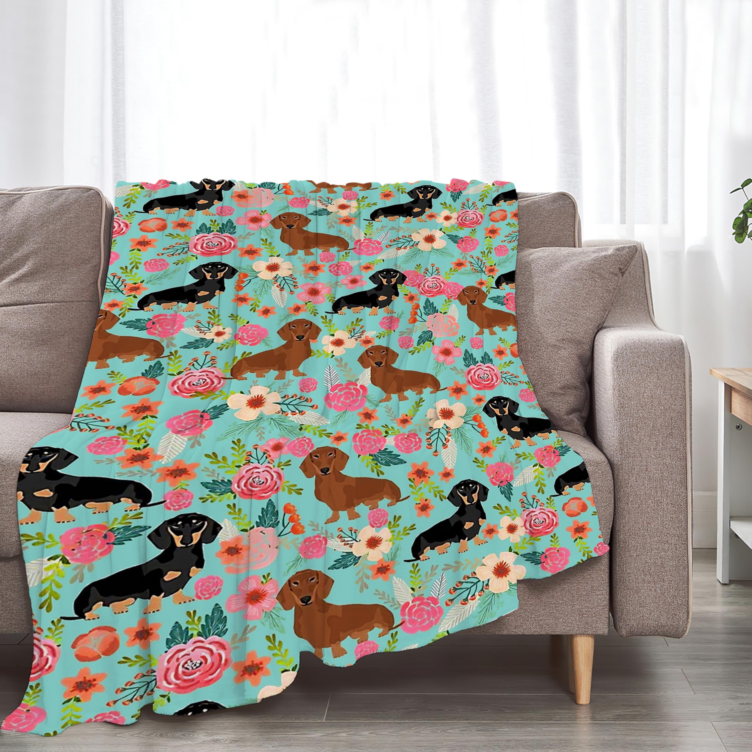 Cute Dachshund Blanket - Soft Plush Fleece Throw for Sofa & Bed - 40