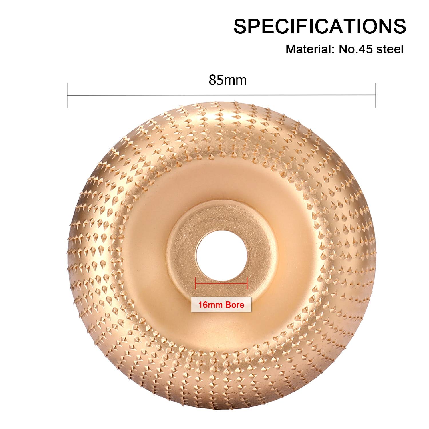 85/100mm Wood Angle Grinding Wheel - Tungsten Carbide Coated Abrasive Disc for Sanding, Carving & Shaping - Fits Rotary Tools & Angle Grinders - Perfect for Woodworking, DIY Projects & Metal Polishing (Black)