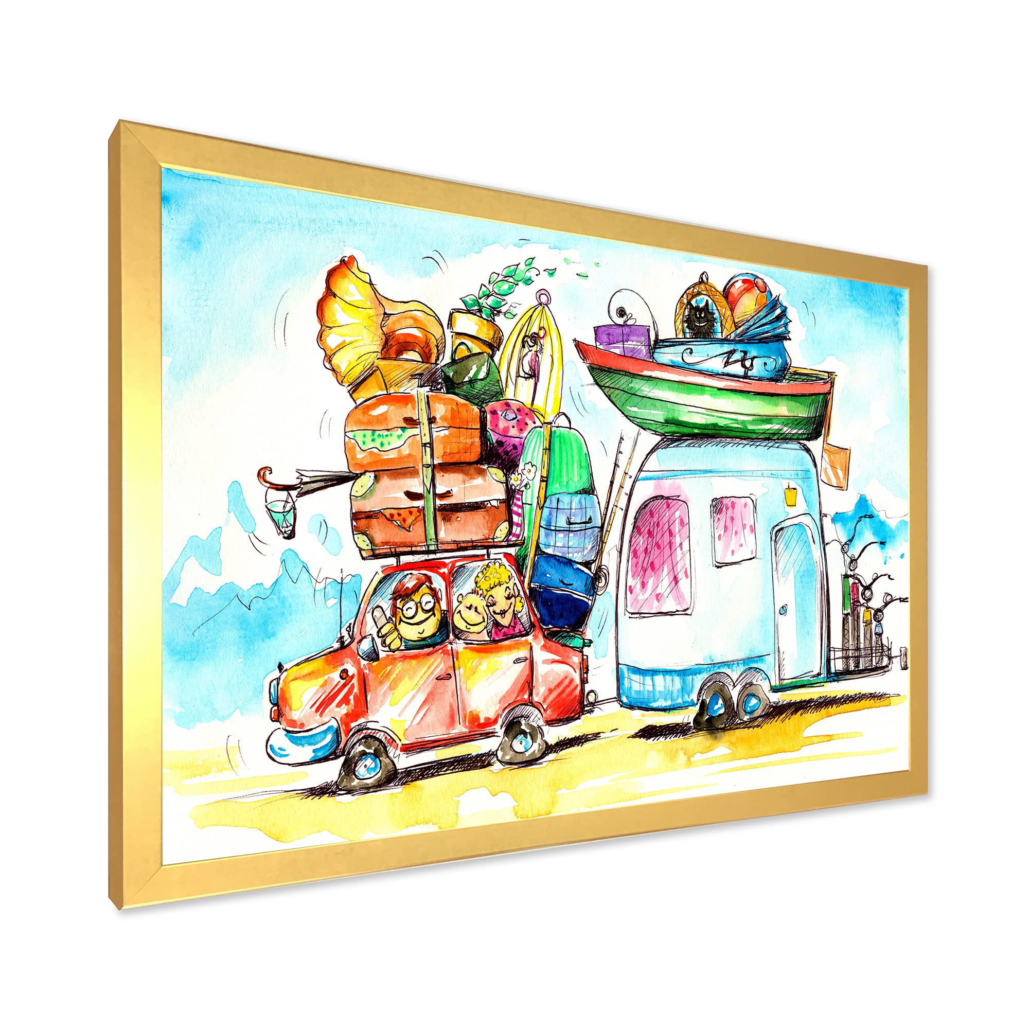 Farmhouse Framed Wall Art - Rustic Caravan & Travel Theme for Home Decor | Perfect for Living Room, Bedroom, or Office
