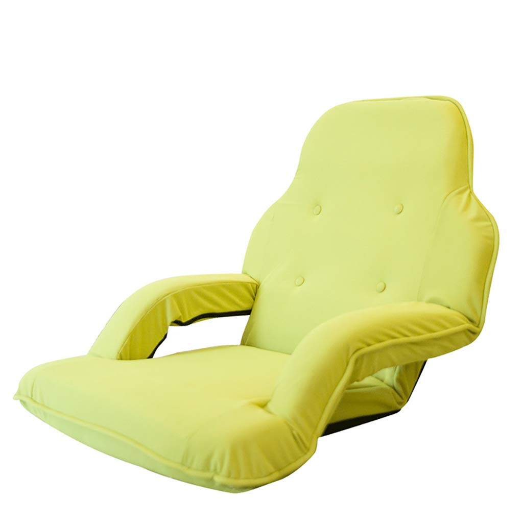 Adjustable Backrest Floor Chair - Foldable Lazy Sofa & Armchair for Indoor/Outdoor Use - Soft Comfortable Cushion in Green - Perfect for Living Room, Bedroom, Patio or Camping Relaxation