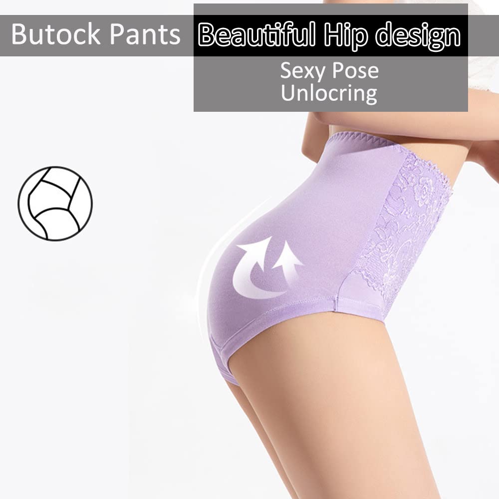 Women's High Rise Underwear - Full Back Coverage Stretchy Briefs with Floral Pattern, 4-Pack | Comfortable & Breathable for Everyday Wear, Yoga & Sleep