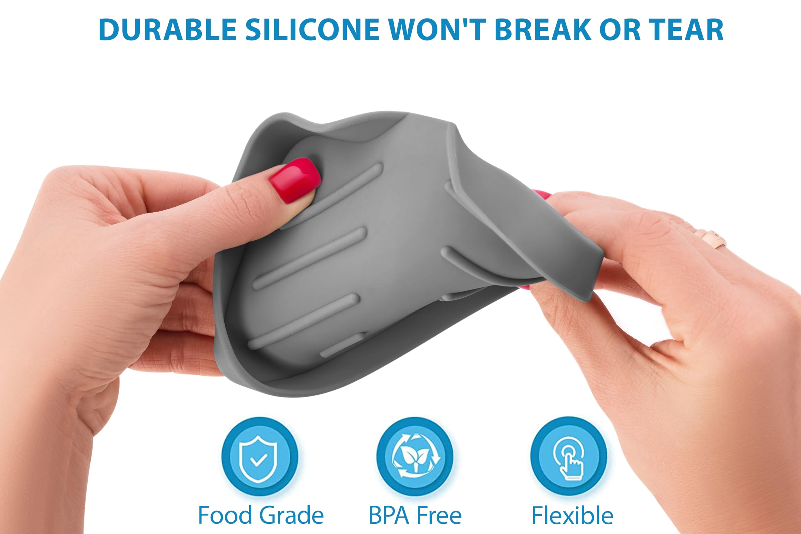 Premium Gray Self-Draining Soap Dish for Shower & Bathroom - Durable Silicone Soap Holder for Daily Use