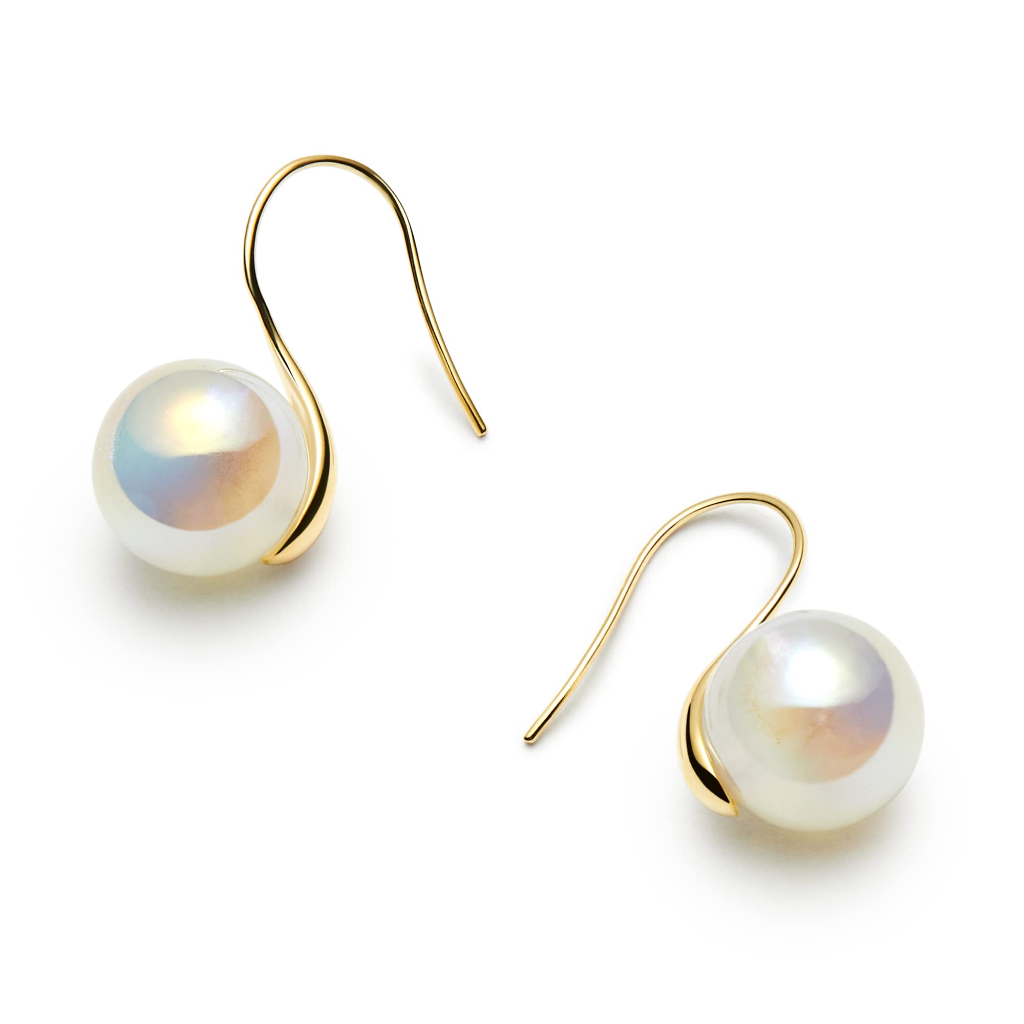 IDOKAWA Simulated Shell Pearl Drop Dangle Earrings for Women - 925 Sterling Silver Hypoallergenic Classic Jewelry | Perfect Gift for Anniversaries, Weddings, Graduation | Elegant for Office, Party & Special Occasions