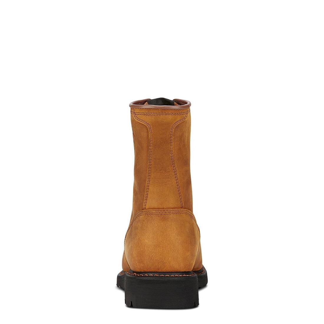 **Cascade 8 Inch Soft Toe Work Boots in Aged Bark – Durable & Comfortable for Construction, Hiking & Outdoor Work**
