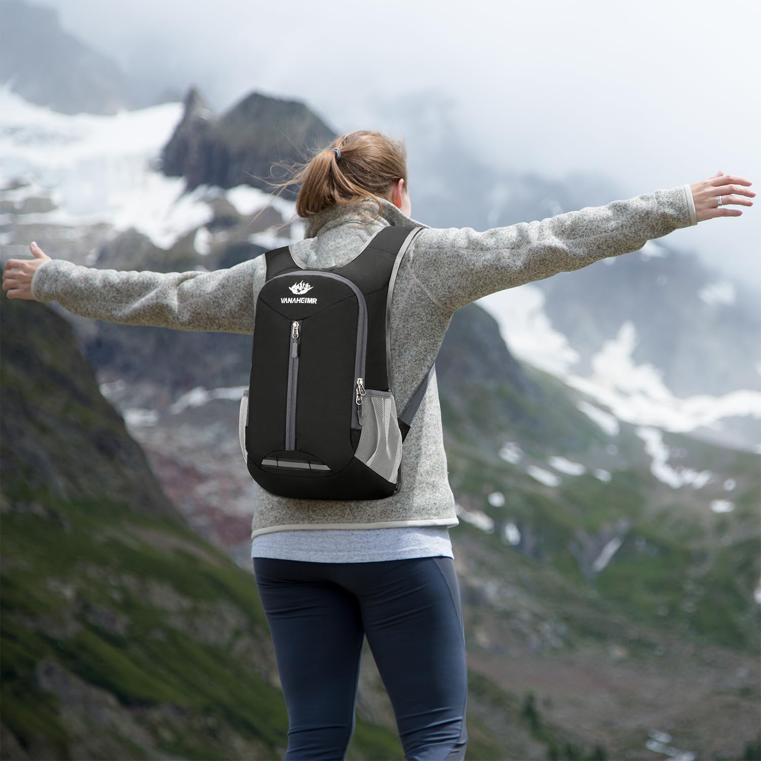 Esup 15L Lightweight Foldable Hiking Backpack - Compact Travel Daypack for Camping, Hiking & Outdoor Adventures - Water-Resistant Packable Backpack for Women & Men (Black)