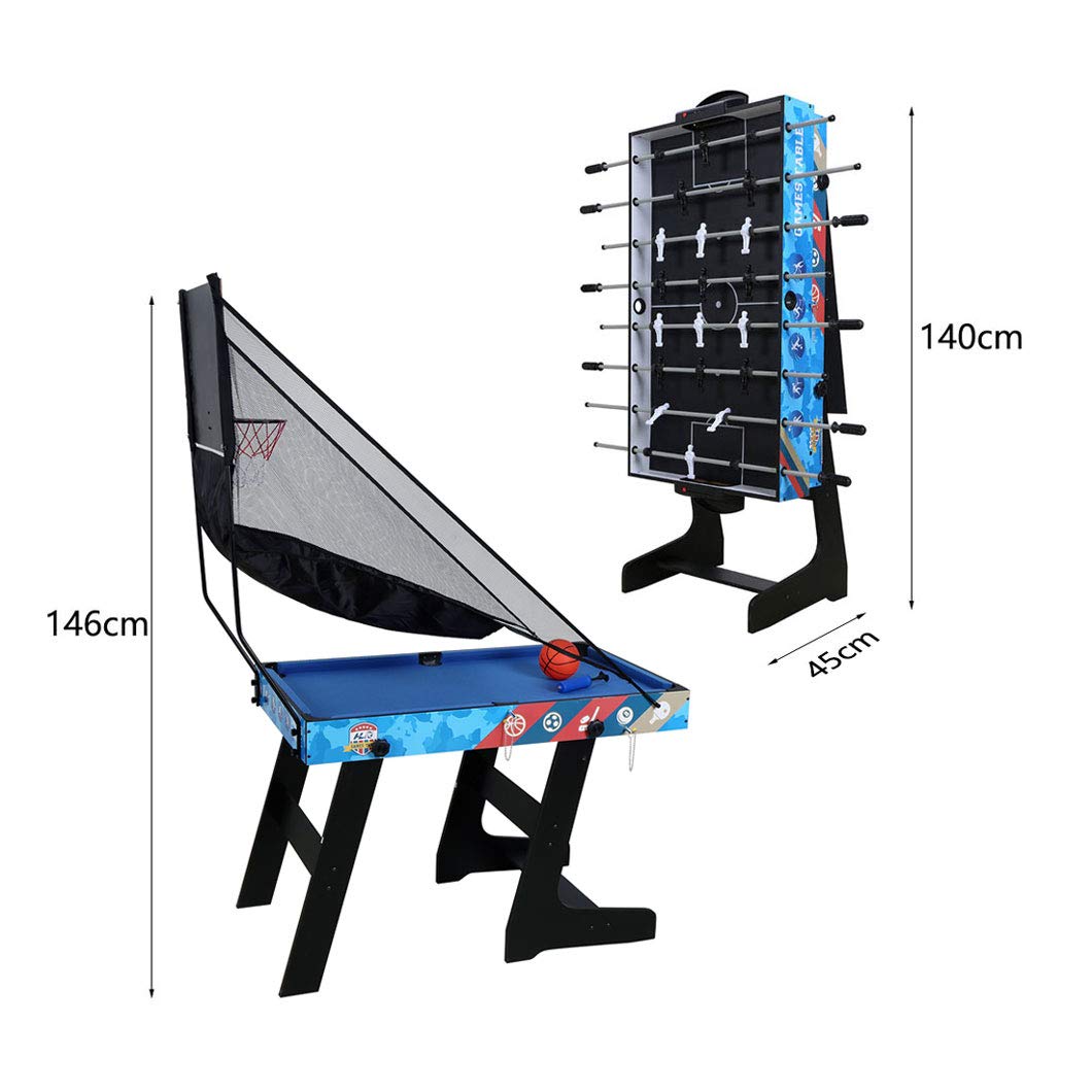 5-in-1 Multi Game Table Set - Portable Folding Foosball, Ping Pong, Pool Billiards, Air Hockey & Basketball Combo with Accessories - Perfect for Family Game Nights, Parties & Indoor Recreation