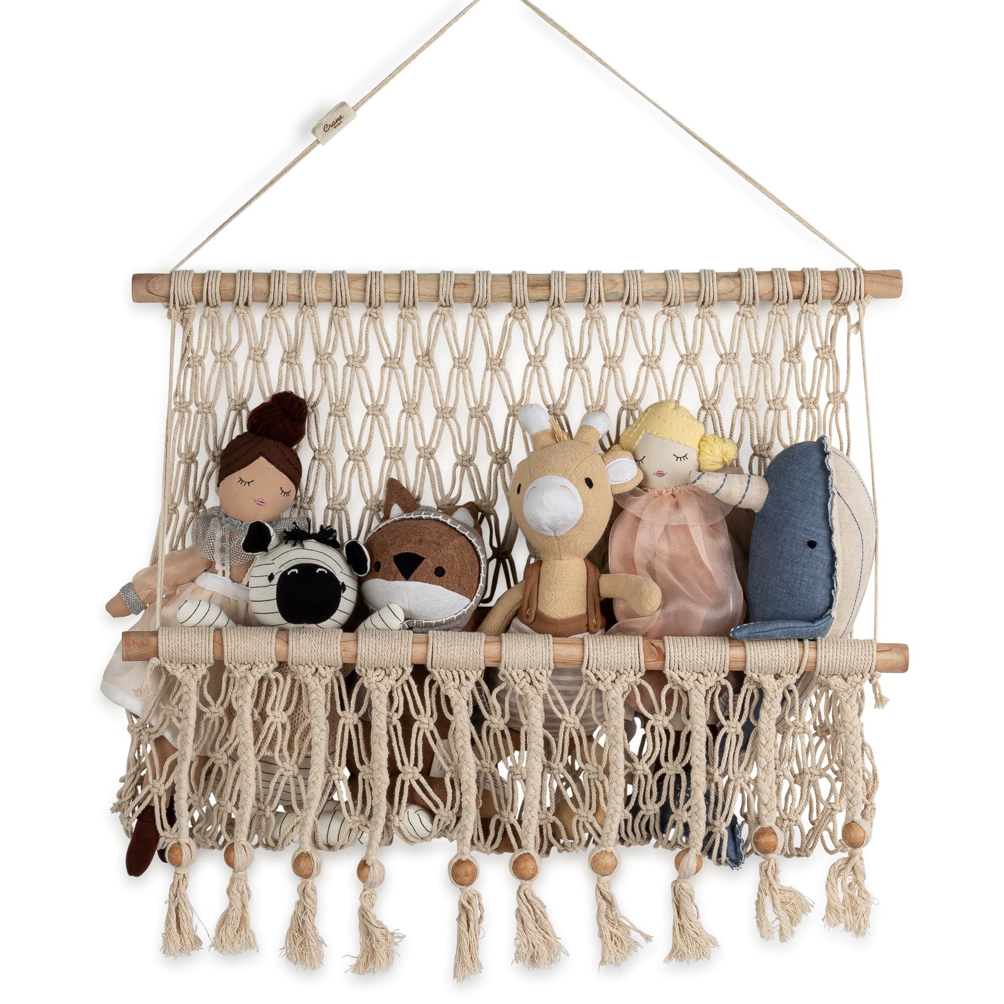 Macrame Wall Hanging Decor - Handmade Baby Willow Crane Boho Nursery Storage Basket - Perfect for Nursery, Bedroom, or Boho Home Decor
