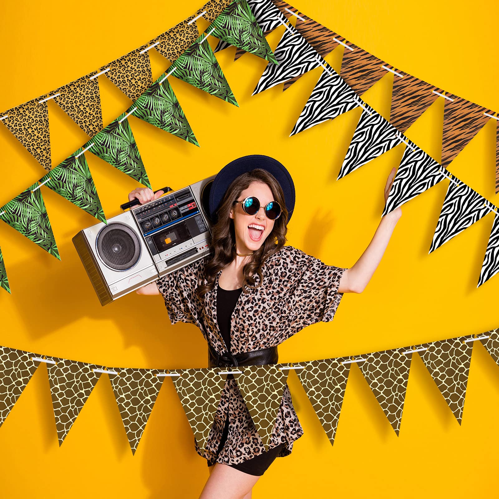 5-Piece Jungle Safari Wild Animal Print Banner Set - Animal Theme Party Decorations for Birthday, Baby Shower & Zoo Parties - Perfect for Jungle-Themed Events and Kids Room Decor