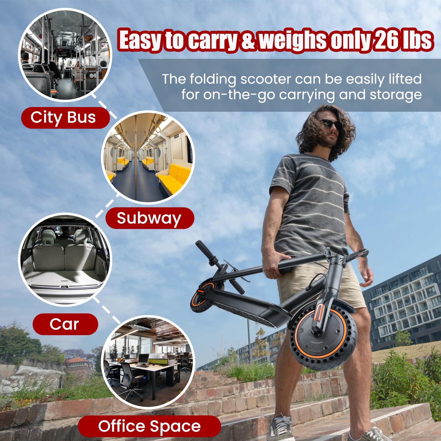 Premium Electric Scooter for Adults - 350W Motor, 19 Miles Range & 19 MPH Speed - 8.5