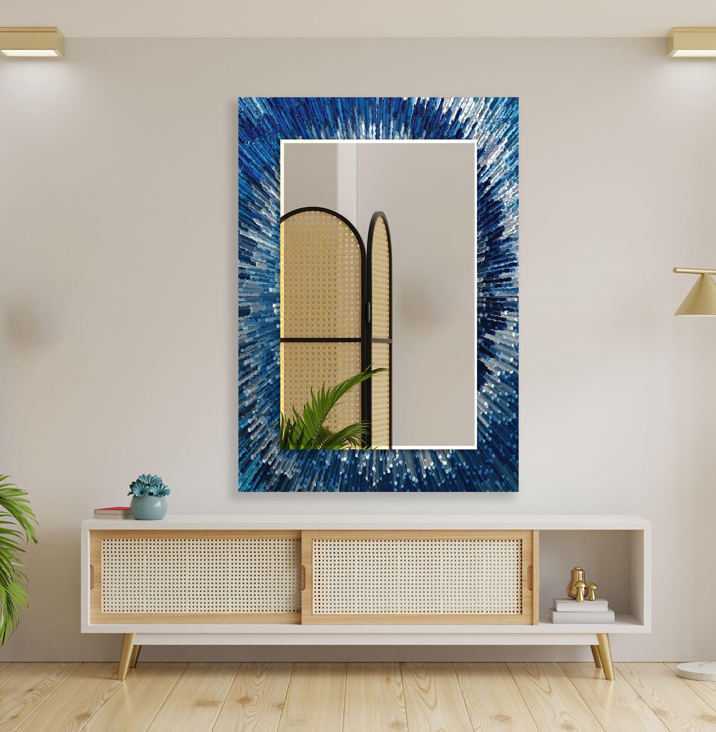 Blue Splash Wall Mirror - Decorative Bathroom & Bedroom Mirror - Shatterproof & Stylish Home Decor for Modern Living Spaces