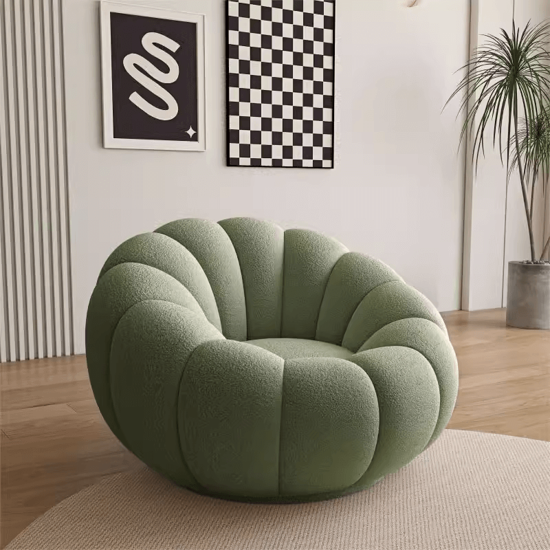 White Pink Red Yellow Green Orange Gray Pumpkin Swivel Accent Chair with Boucle and Sherpa Upholstery - Perfect for Living Room, Bedroom, or Office Decor