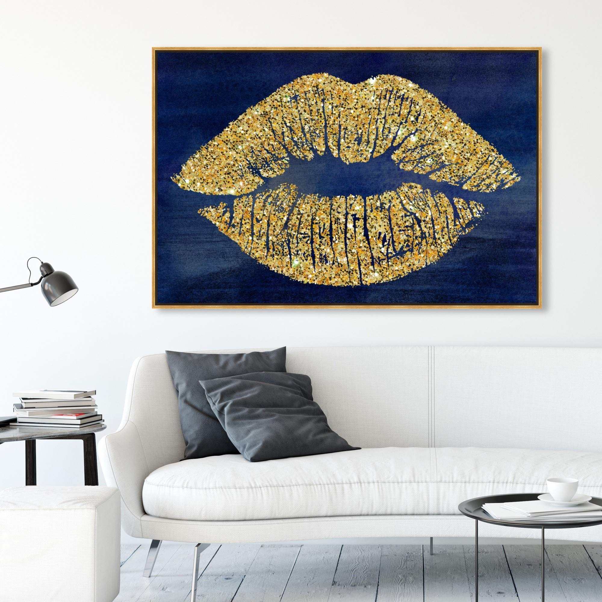 Oliver Gal Solid Kiss Navy Glitter Framed Abstract Wall Art - 60