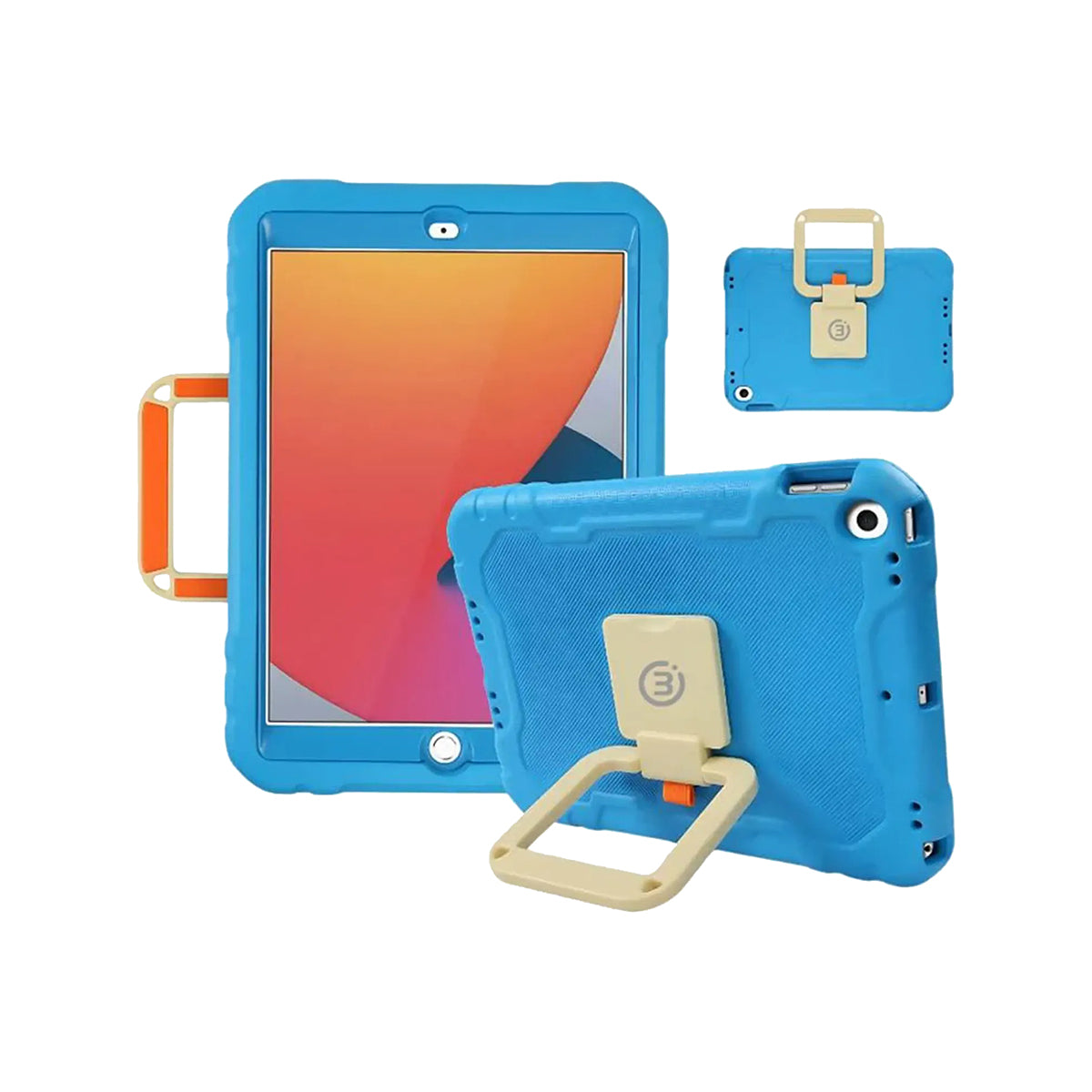3sixT Shockproof Kids Safe Tablet Case for iPad 10.2 Inch (7th/8th/9th Generation) - Durable Protective Cover with Handle, Blue - Perfect for School, Travel & Home Learning