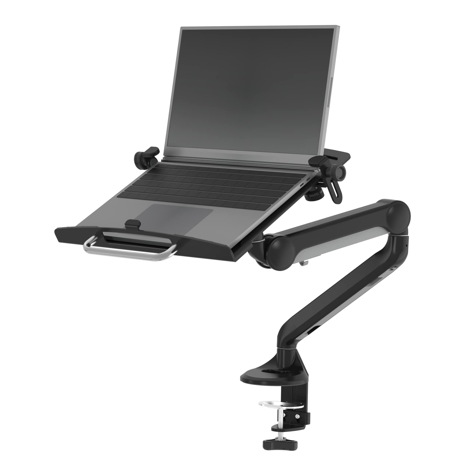 Adjustable Aluminum 2-in-1 Monitor & Laptop Mount Stand - Gas Spring Arm for 11-15.6