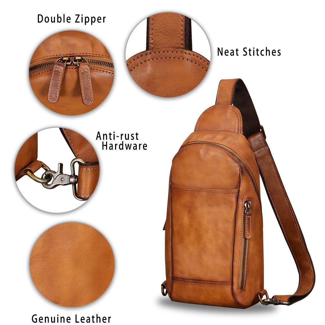 IVTG Genuine Leather Sling Bag for Men & Women - Handmade Crossbody Shoulder Backpack Purse | Perfect for Travel, Work & Everyday Use
