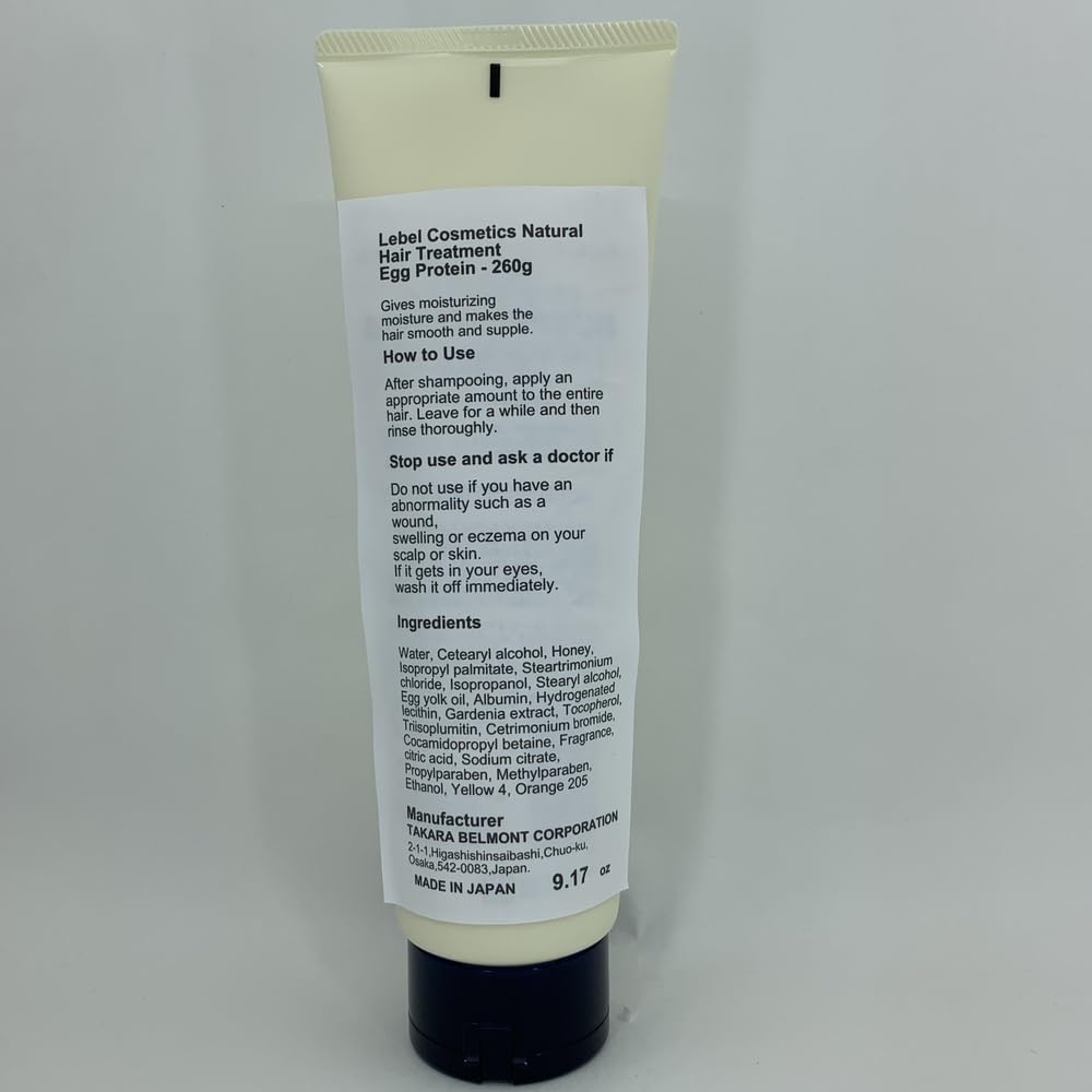 Lebel Cosmetics Natural Egg Protein Hair Treatment Mask - 260g | Deep Conditioning for Dry, Damaged Hair | Salon-Quality Hair Repair at Home