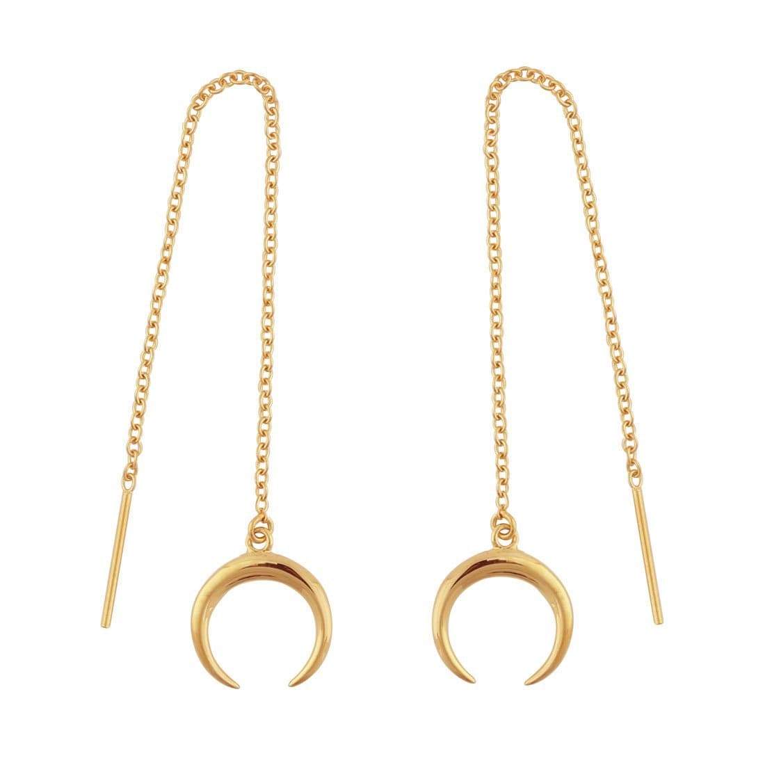 Moon Drop Threaders Gold Earrings - Dainty Gold Threader Earrings for Women - Perfect for Everyday Wear & Special Occasions