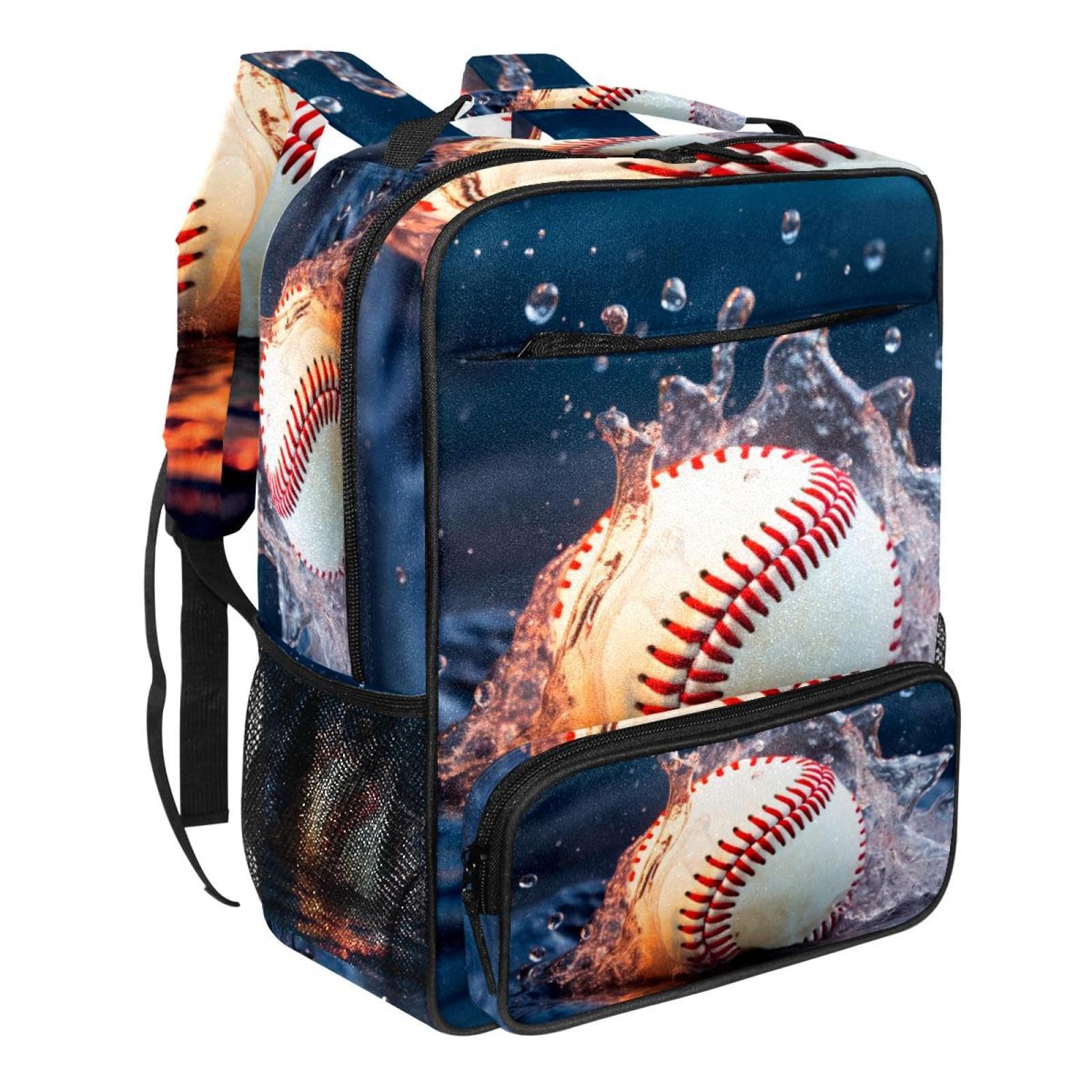 Lightweight Travel & Work Backpack - Durable Baseball Flame Sports Water Resistant Daypack for Hiking, Commuting, and College Campus Use
