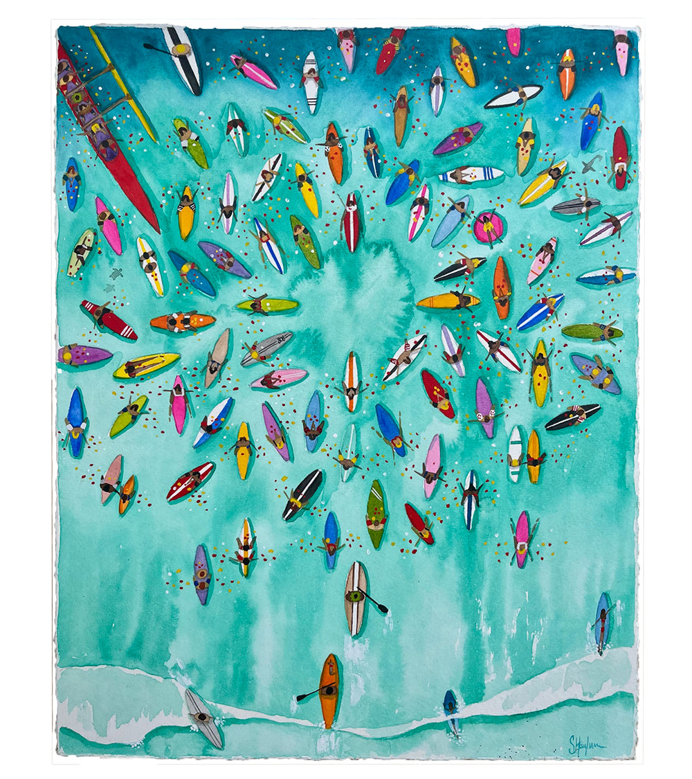 Paddle Out for Lahaina #60 by Sarah Houglum - Handcrafted Wooden Paddle for Surfing, Kayaking & Beach Decor - Perfect for Ocean Lovers & Water Sports Enthusiasts