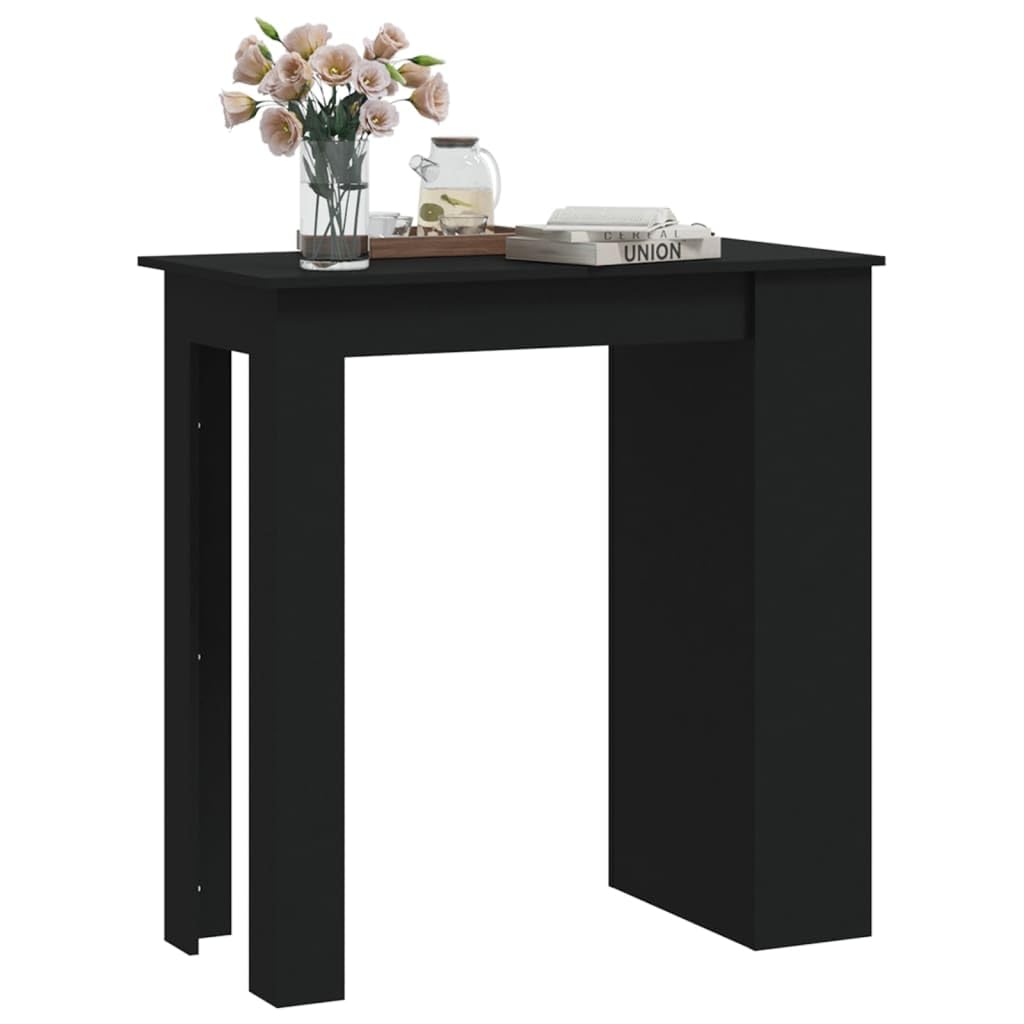 Black Engineered Wood Bar Table with Storage Rack - 40.2