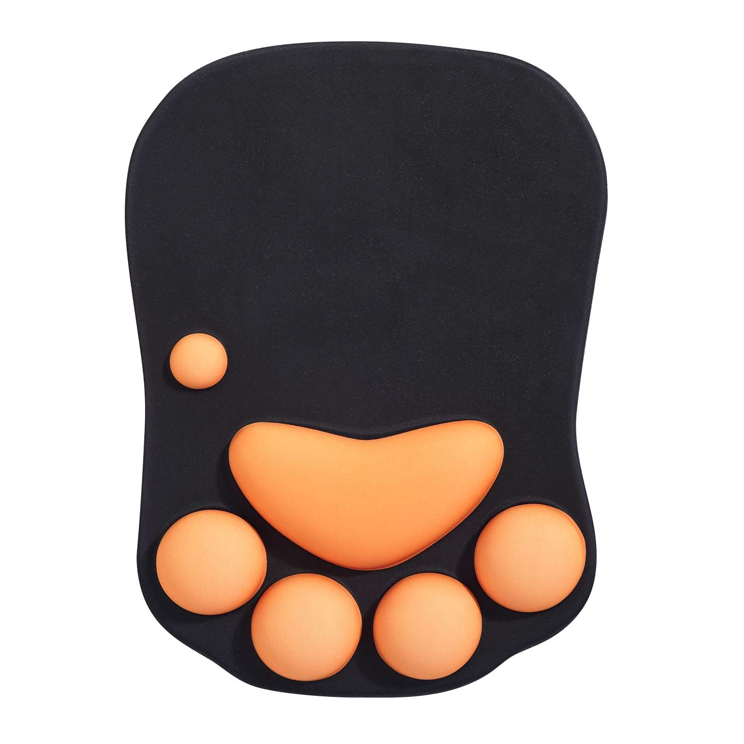 Ergonomic Cat Paw Mouse Pad with Wrist Support - Cute Kawaii Silicone Gel Mouse Mat for Home Office & Gaming (Black & Orange) - Perfect for Long Computer Work, Typing & Gaming Comfort
