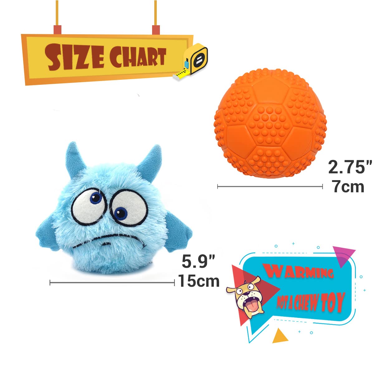2-in-1 Interactive Dog Toys with Squeaky Plush & Balls - Fun Halloween & Christmas Pet Gifts for Small, Medium & Large Dogs (Blue Monster Design) - Perfect for Indoor Play, Training & Bonding Time