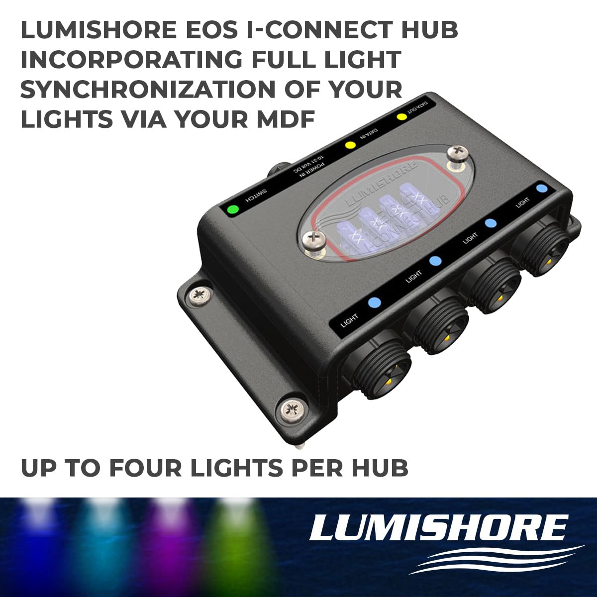 Lumishore EOS i-Connect Hub for SMX154 & TIX404 Underwater Boat Lights (60-0321) - Perfect for Marine Lighting Control on Yachts and Boats