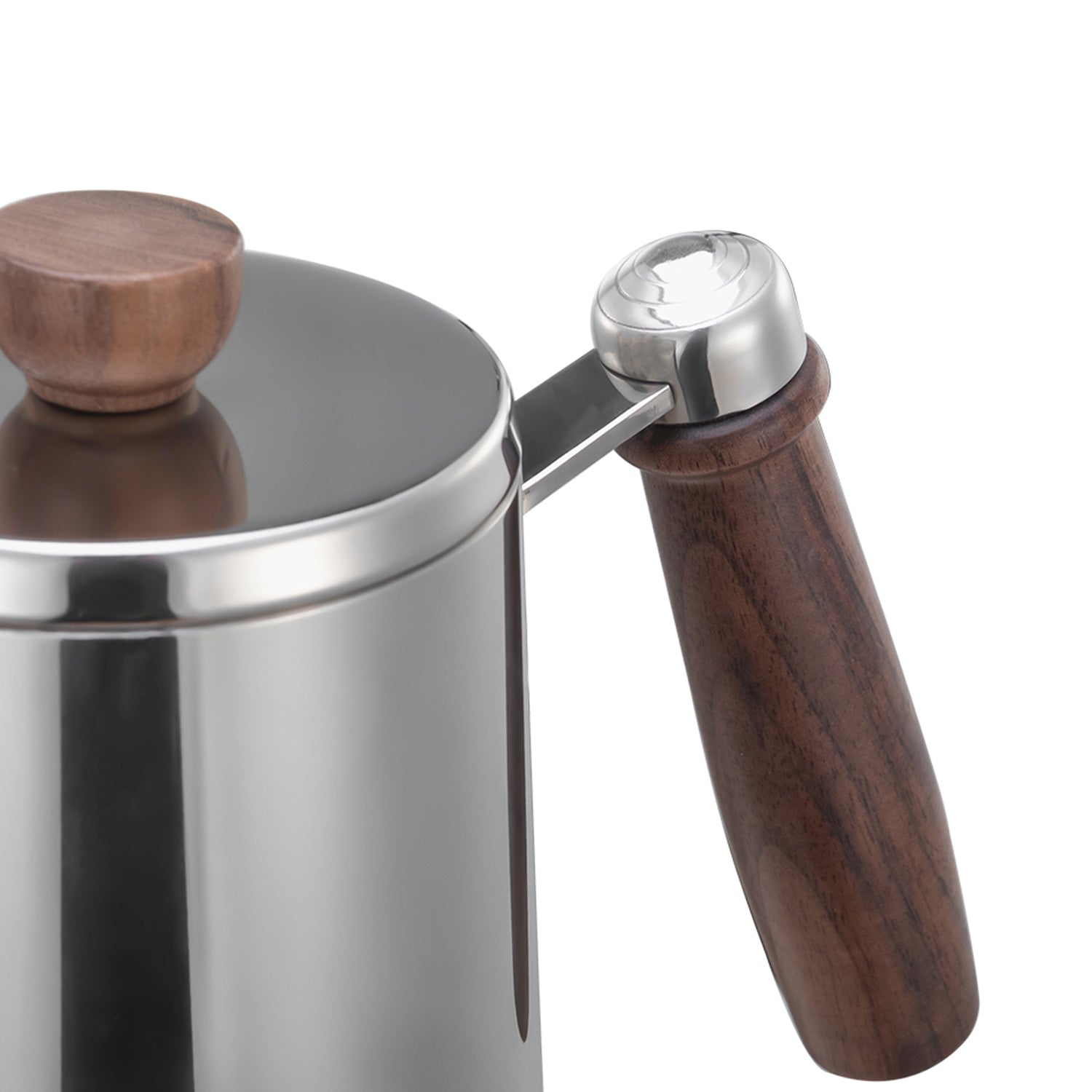 Premium 600ml Gooseneck Kettle with Walnut Handle - Silver Stainless Steel Electric Pour Over Kettle for Coffee & Tea Brewing - Perfect for Home, Office & Specialty Coffee Shops