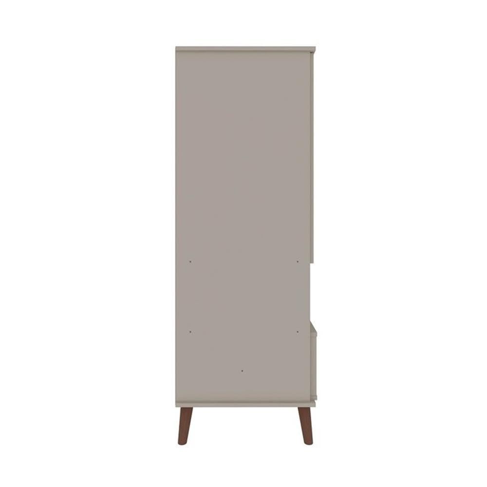 Manhattan Comfort Hampton 26.77-Inch Display Cabinet with 6 Adjustable Shelves & Solid Wood Legs in Off White - Perfect for Living Room, Dining Room, or Office Storage & Display