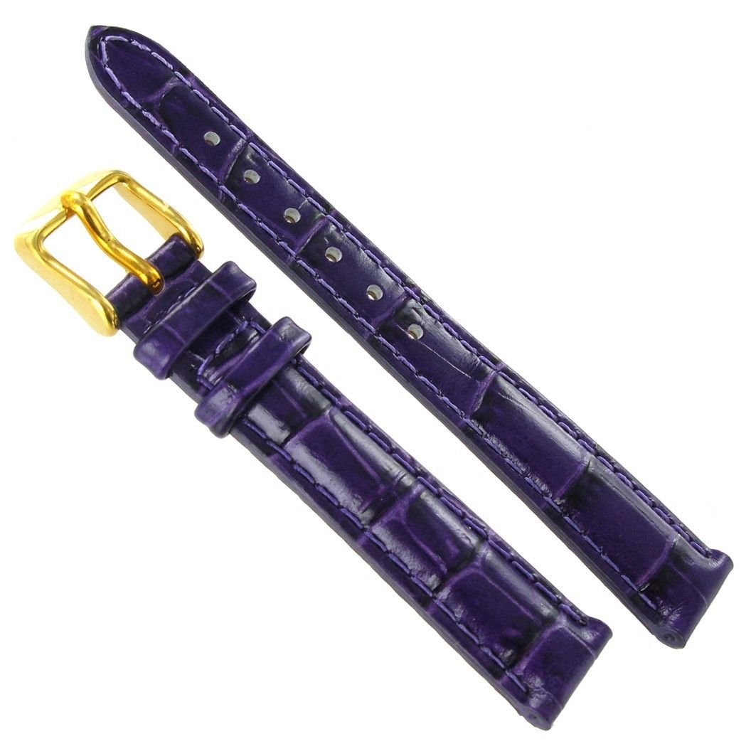 12mm Violet Crocodile Grain Watch Band - Luxury Strap for Dress Watches