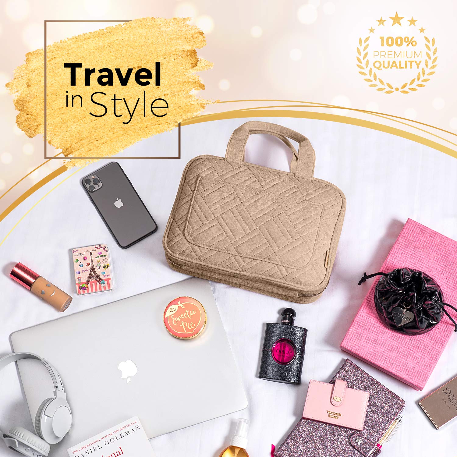 BOACAY Hanging Travel Toiletry Bag for Women - Waterproof Makeup Organizer with Multiple Pockets for Cosmetics, Toiletries & Travel Essentials - Perfect for Bathroom, Shower, Camping & Vacation Trips
