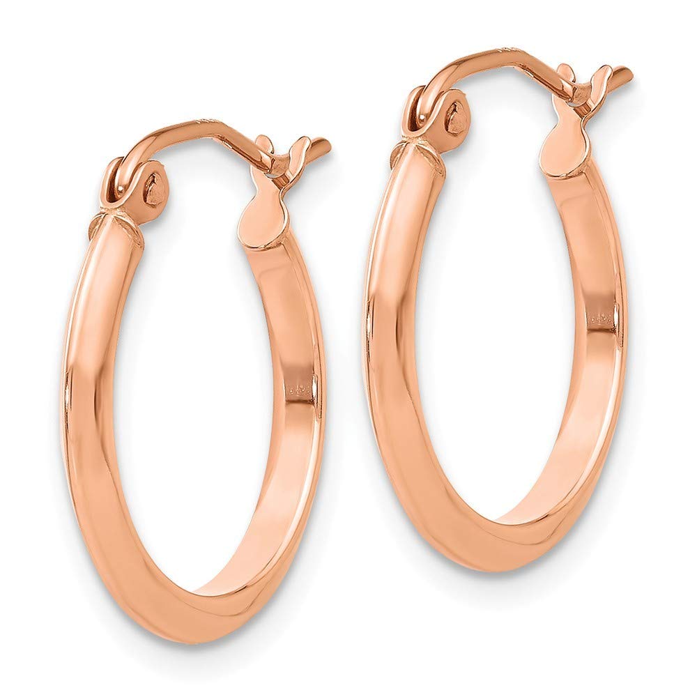 14K Rose Gold 2.5mm Knife Edge Hoop Earrings for Women - Dainty & Elegant Everyday Jewelry - Perfect for Work, Date Night & Special Occasions