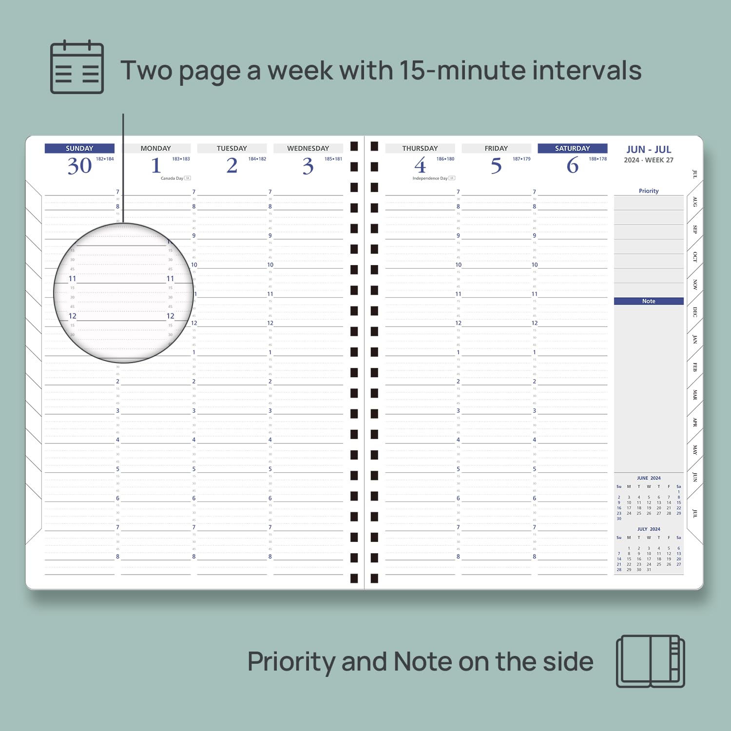 POPRUN 2024-2025 Spiral Bound Academic Planner (8.5