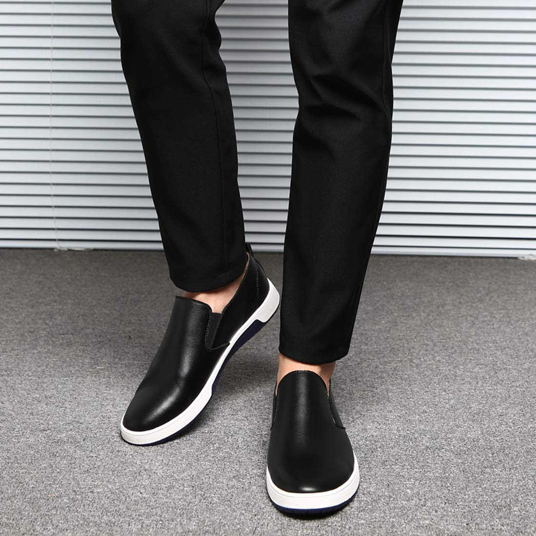 Santimon Men's Slip-On Loafers - British Style Breathable Flat Dress Shoes & Fashion Sneakers for Business Casual & Office Wear