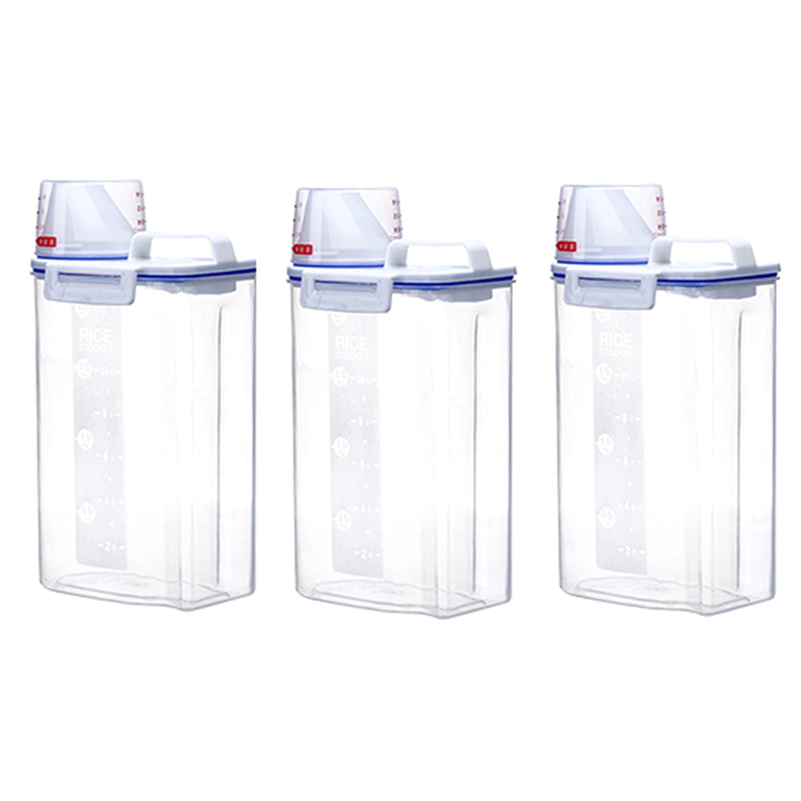 Airtight Cereal Storage Containers Set - BPA-Free Clear Plastic Food Storage with Measuring Cup for Rice, Grains & Dry Foods | Kitchen Pantry Organization & Meal Prep