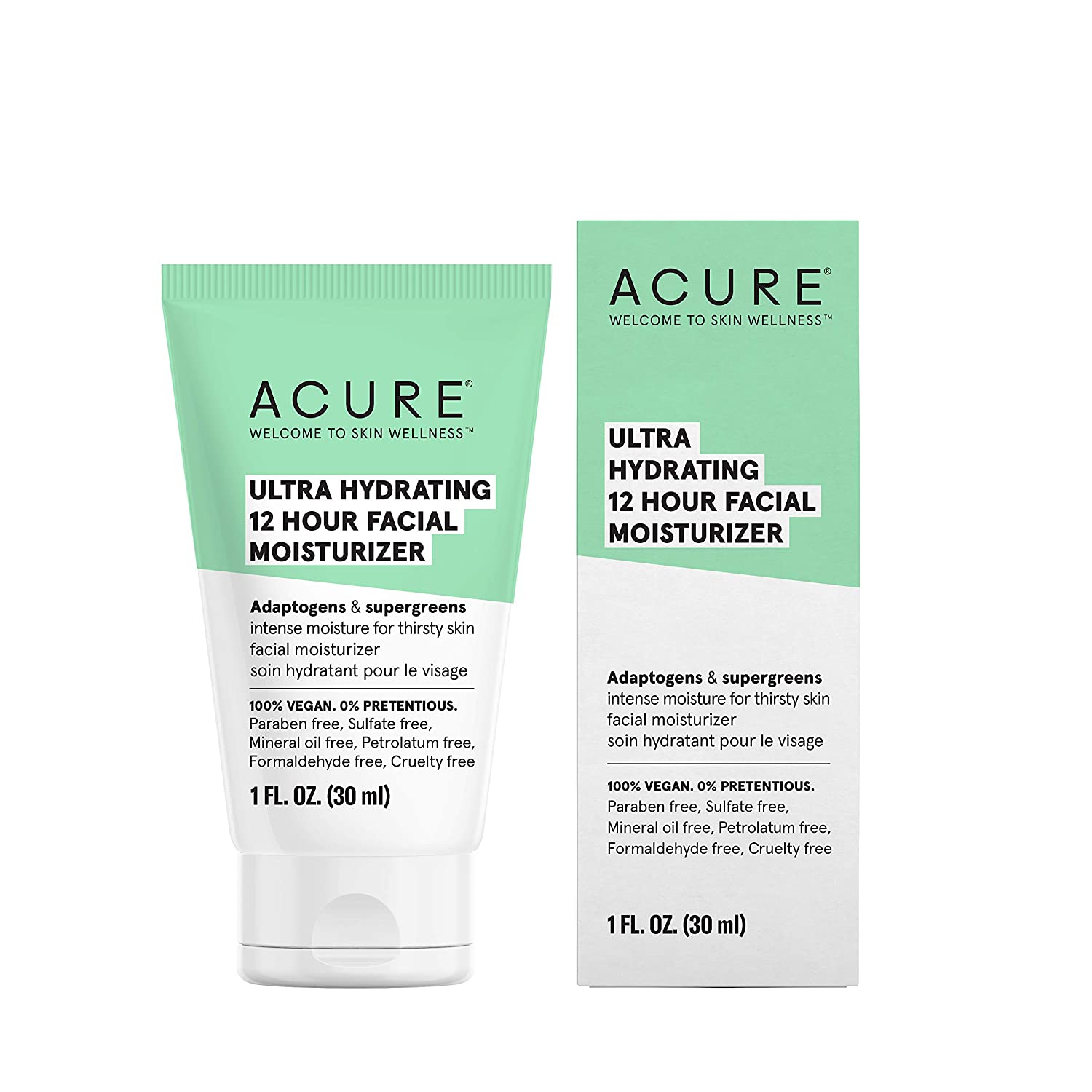 Acure Ultra Hydrating 12 Hour Facial Moisturizer - Daily Hydration Cream for Dry & Sensitive Skin | Perfect for Day & Night Use