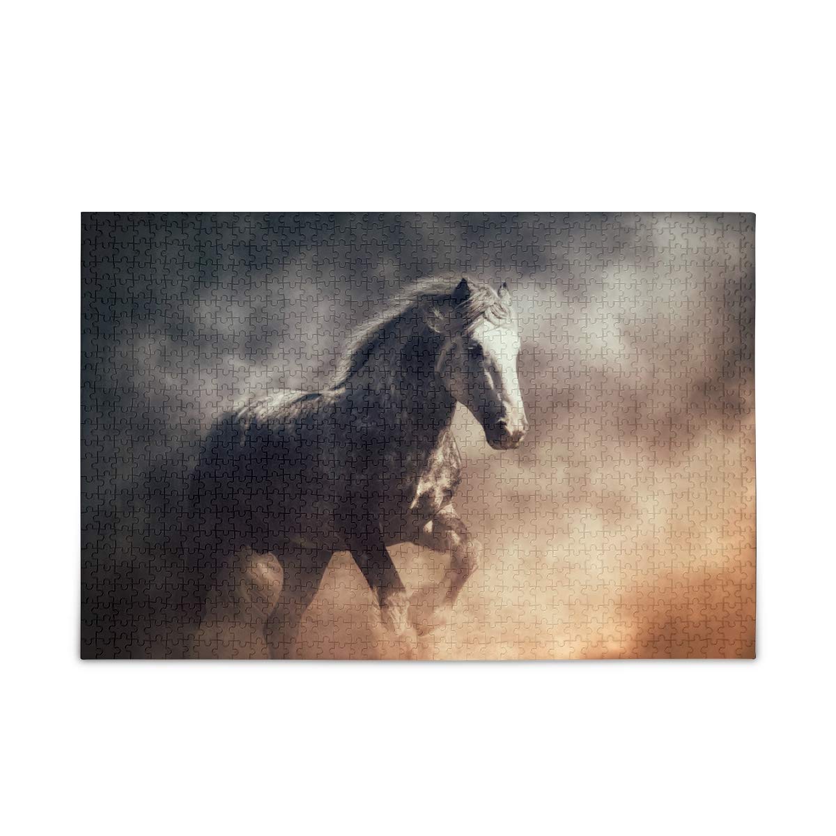 1000 Piece Jigsaw Puzzle for Adults & Kids - Shire Horse in Misty Landscape, Challenging Wooden Puzzle with Storage Bag - Perfect for Family Game Night, Stress Relief & Home Decor
