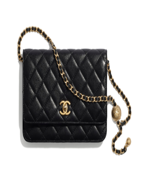 Chanel Wallet On Chain WOC Lambskin Leather Crossbody Bag with Gold-Tone Hardware - Black Luxury Handbag for Women, Perfect for Evening Events & Daily Use