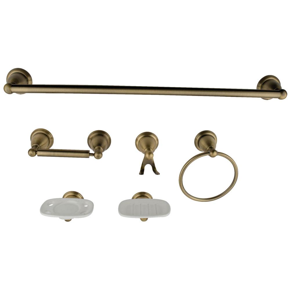 Vintage Brass Bathroom Accessory Set - Complete Bathroom Hardware Kit with Towel Bar, Robe Hook & Toilet Paper Holder (BAK1750AB2) - Perfect for Classic & Rustic Bathroom Decor